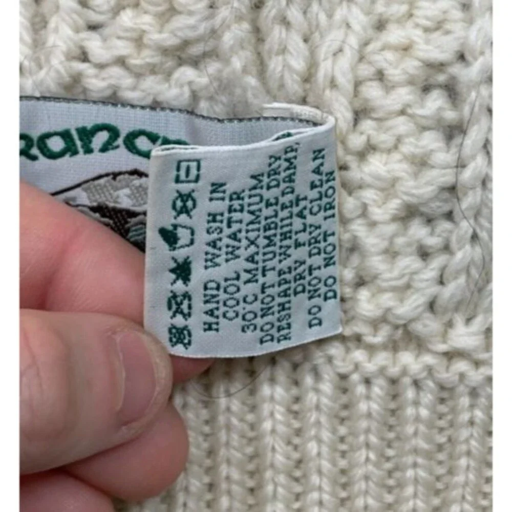 Aran Crafts Ireland Dog Sweater Coat 100% Merino Wool Cable Knit Natural Ivory L